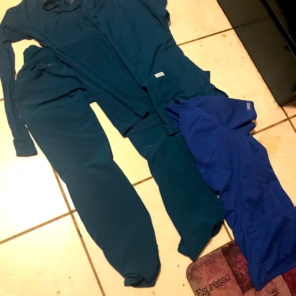 Xxs infiniti bottoms  undershirt and two small tops Galaxy-Caribbean blue- book